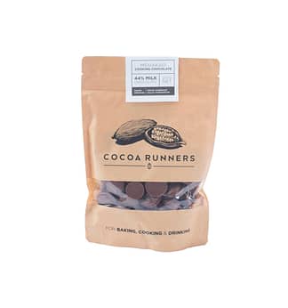 Cocoa Runners Chocolate Buttons for Baking, Cooking, & Drinking - Menakao 44% Cocoa Milk Chocolate