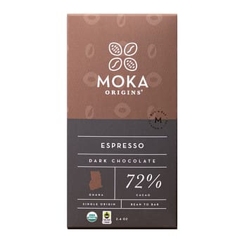 Moka - Coffee infused Dark Chocolate, ABOCFA, Ghana, 72%