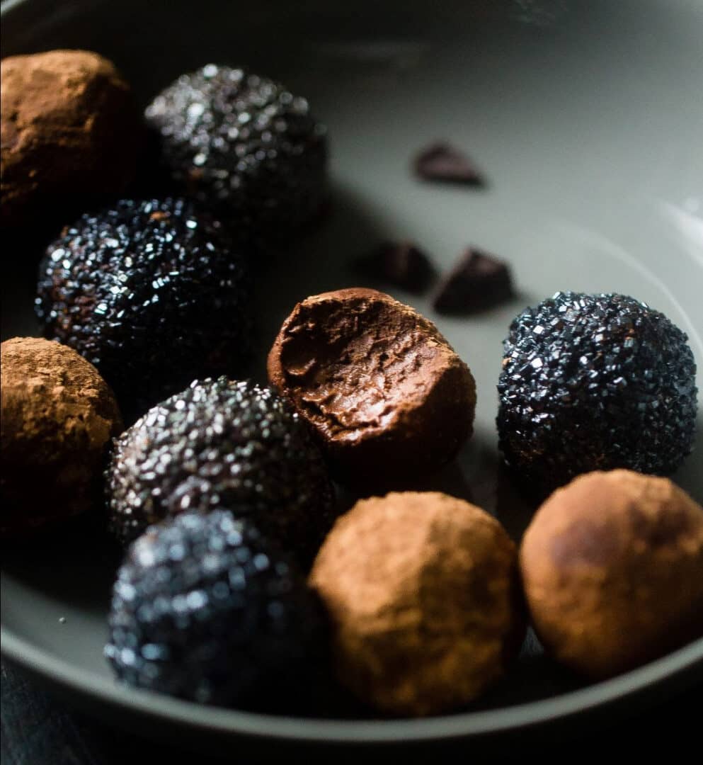 mixed truffles in a bowl