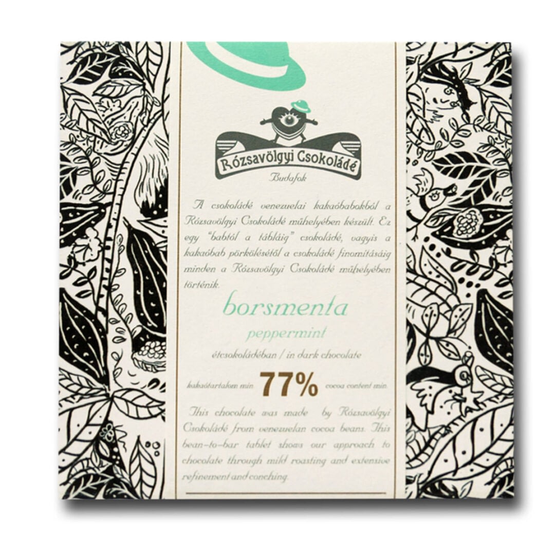 Rózsavölgyi Csokoládé - Dark Chocolate 73% with Peppermint (Carton of 10)