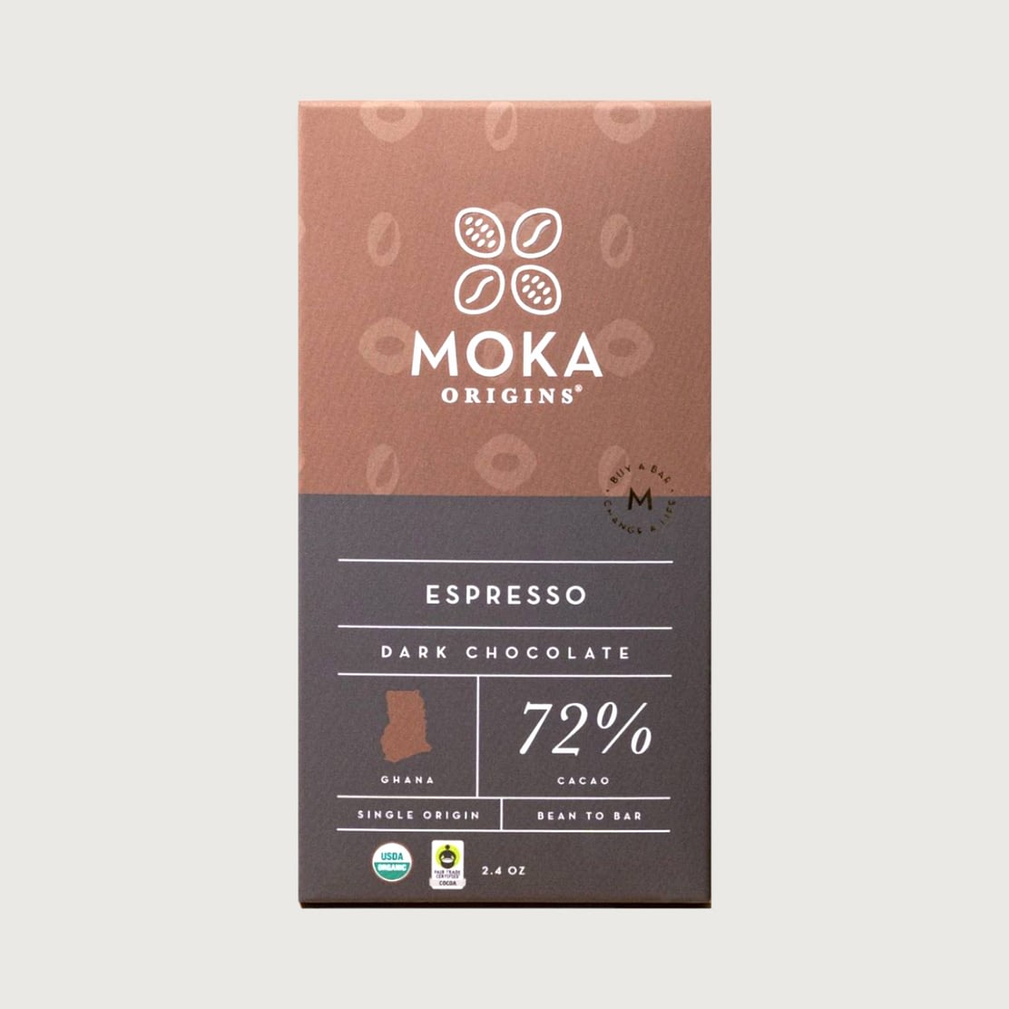 Moka Coffee infused Dark Chocolate, ABOCFA, Ghana, 72% Cocoa