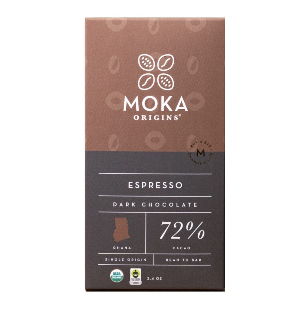 Moka - Coffee infused Dark Chocolate, ABOCFA, Ghana, 72%