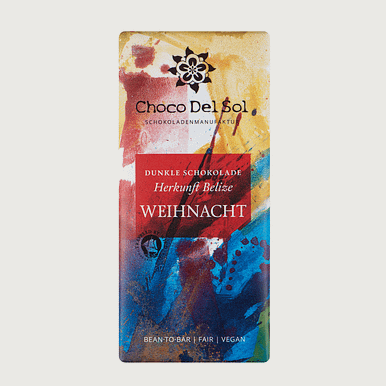Choco Del Sol - Weihnacht, Dark 82% with Cardamom, Cinnamon, and Orange (Carton of 10)