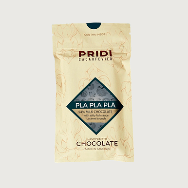 Pridi - Pla Pla Pla, Milk 54% with Crunchy Fish Sauce Caramel bits