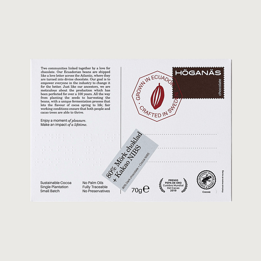 Höganäs - San Jose, Los Rios, Ecuador, Dark 80% with Nibs