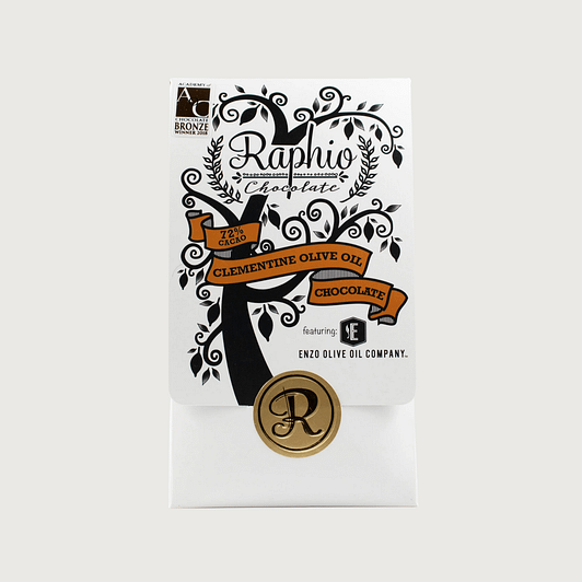 Raphio Chocolate - Clementine & Olive Oil, Dark 72%