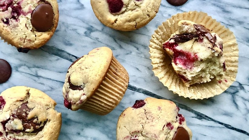 Vegan Raspberry Dark Chocolate Muffins