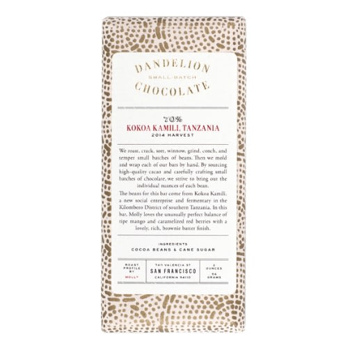 Dandelion - Kokoa Kamili, Tanzania 70% Dark