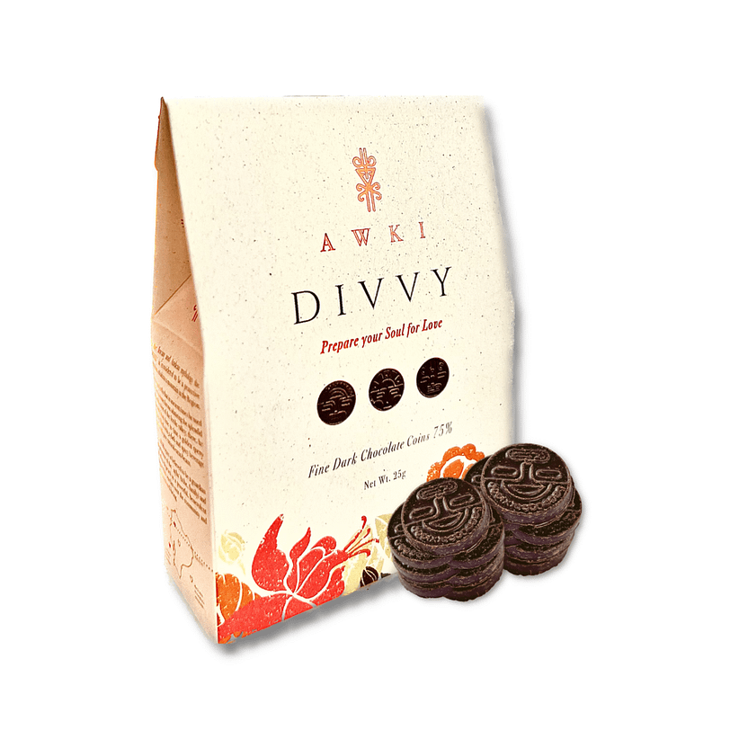 AWKI - Divvy, Ecuador, Dark 75% Coins with Nibs (25g)