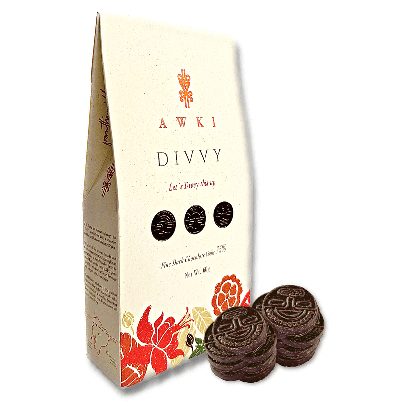 AWKI - Divvy, Ecuador, Dark 75% Coins with Nibs (60g)