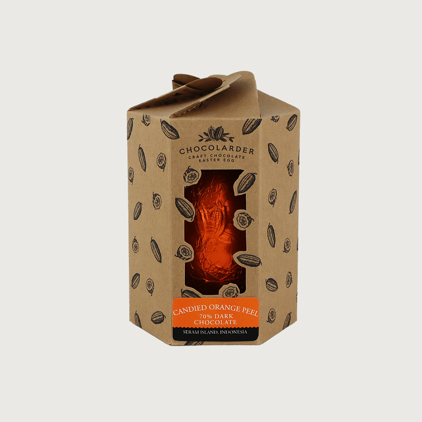 Chocolarder - Candied Orange Peel; 70% Dark Chocolate Easter Egg