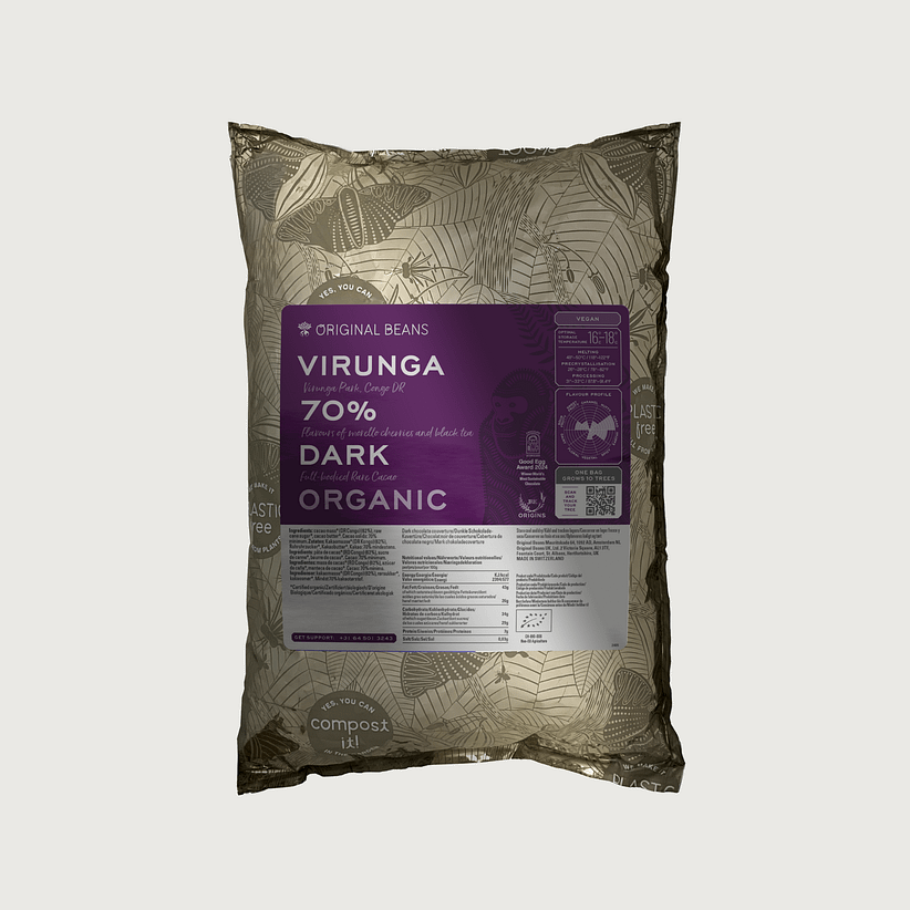 Original Beans - Cru Virunga, Dark 70% Couverture (2kg)