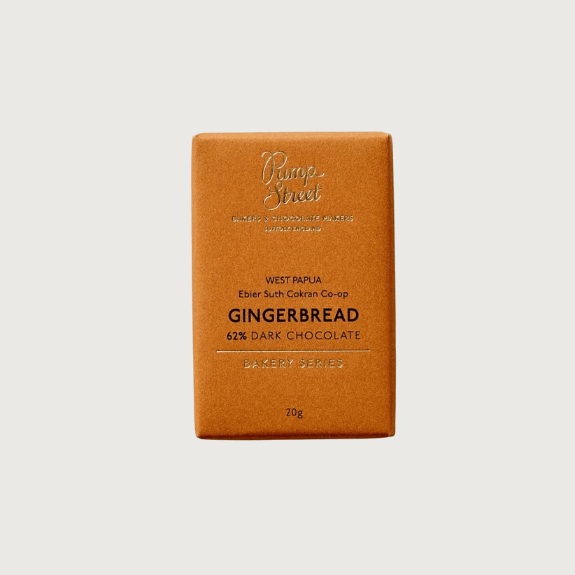 Pump Street Chocolate – Gingerbread, Dark 62% (20g Taster Bar)