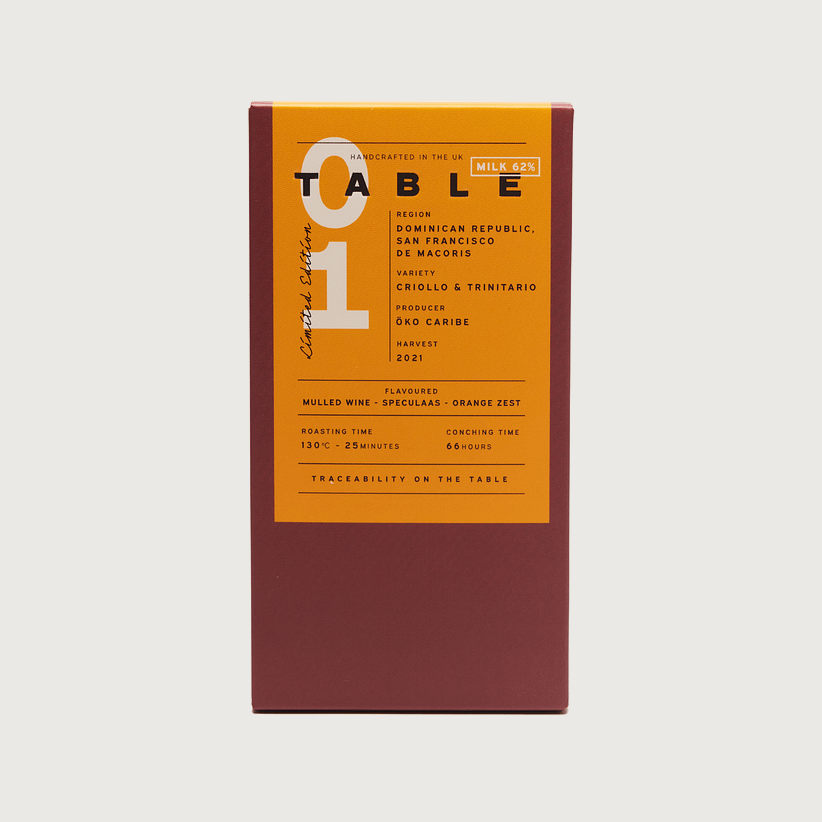 Table - Mulled Wine, Speculaas, & Orange Zest, Dark Milk 62%